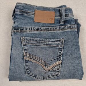 BKE Derek Jeans Mens 33x32 Blue Relaxed Straight Stretch Denim Medium Wash